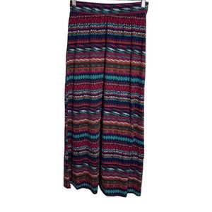 Women's Size Small Boho Multicolor Southwestern Aztec Pull On Maxi Skirt